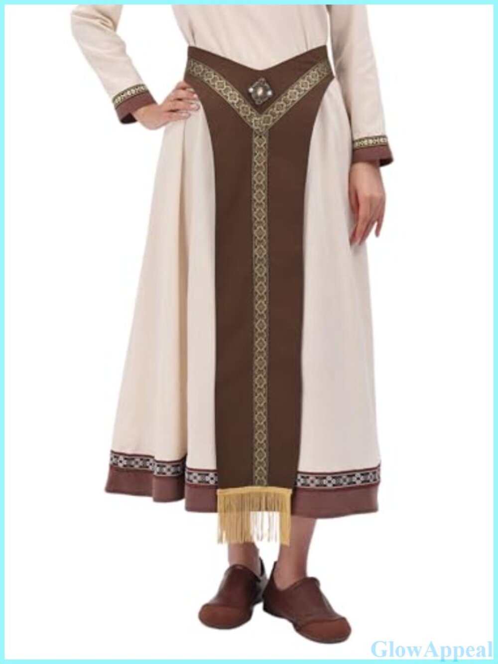 Medieval Renaissance Y-Shaped Hip Belt Linen-Cotton Gold Tassel Costume
